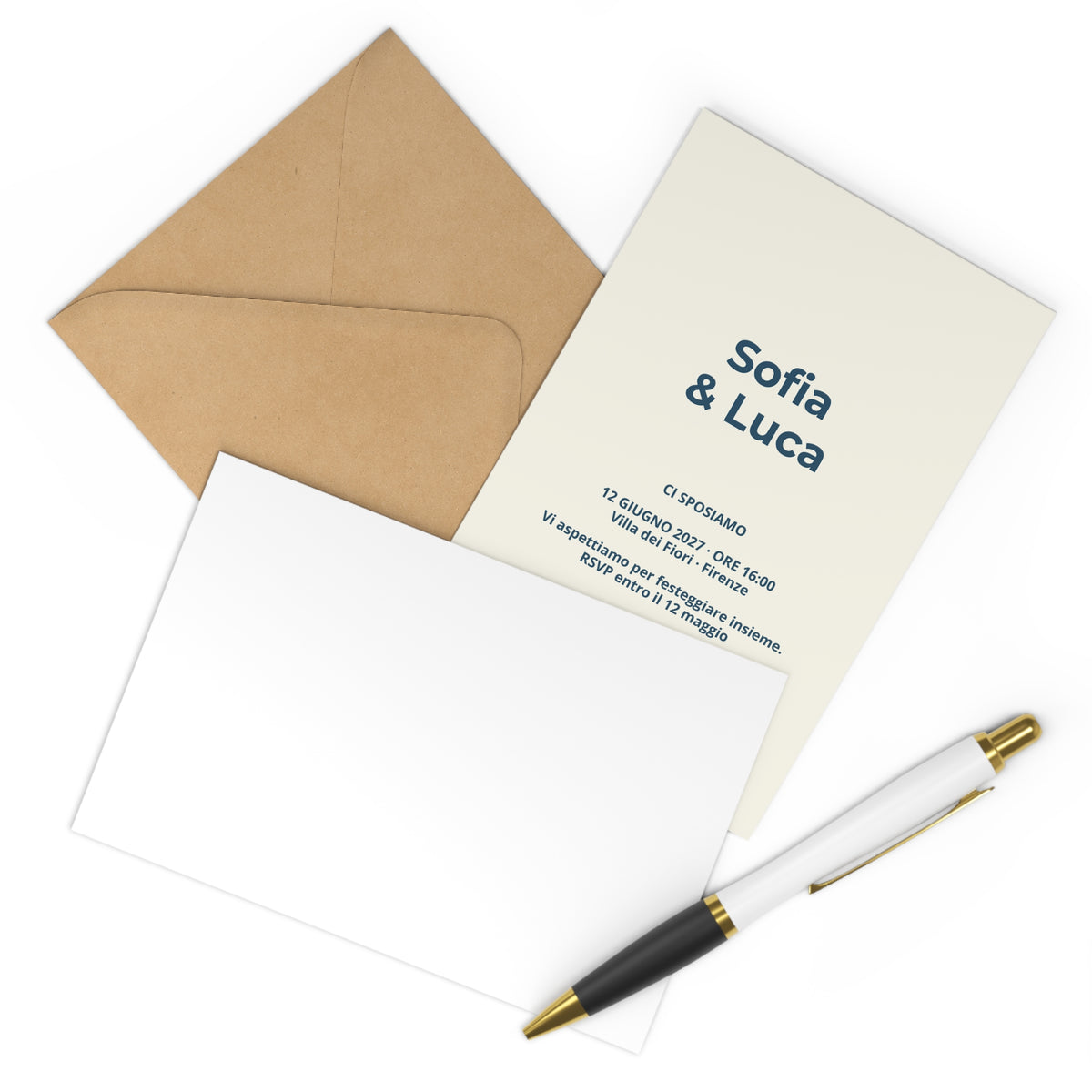 Carta Viva Riviera — 7 inviti personalizzati con buste