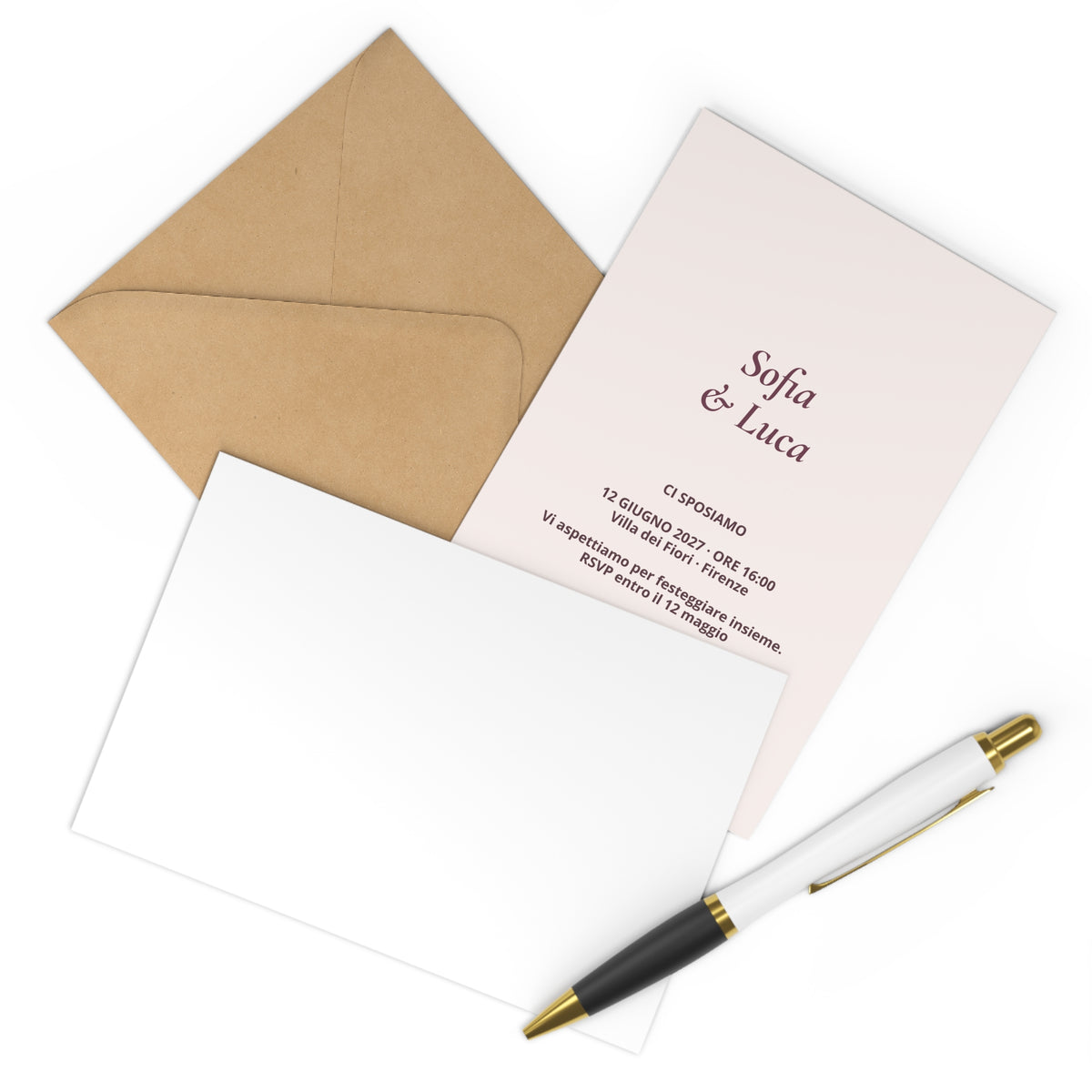 Carta Viva Romantico — 7 personalized invitations with envelopes