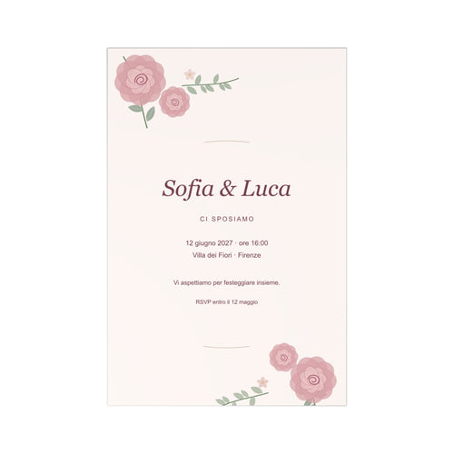 Carta Viva Creativo — Romantico Rose — Printify front preview with example wording